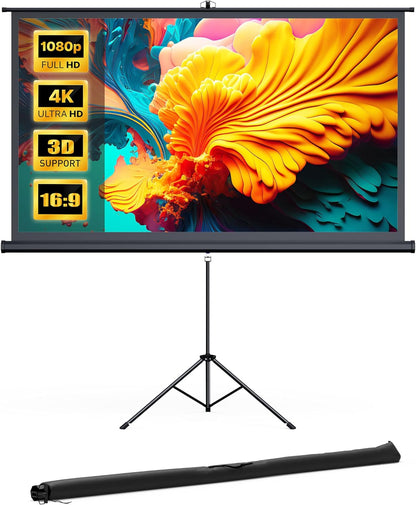 Open box Xямдxан байгаа!!! Projector Screen and Stand, HYZ 100 inch Large Indoor Outdoor PVC Movie Projection Screen 4K HD