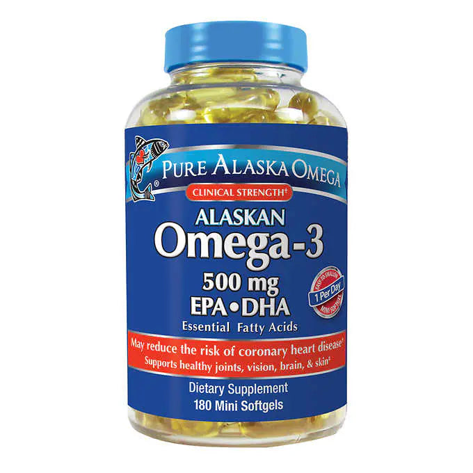 Pure Alaska Omega-3 500 mg. EPA+DHA, 180 Mini Softgels