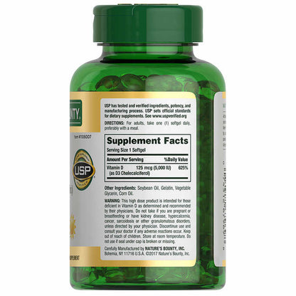 Nature's Bounty Vitamin D3 125 mcg, 400 Softgels