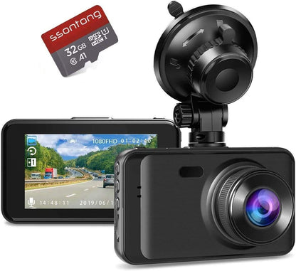 FHD 1080P Dash Cam Front with 32G SD Card, Super Night Vision