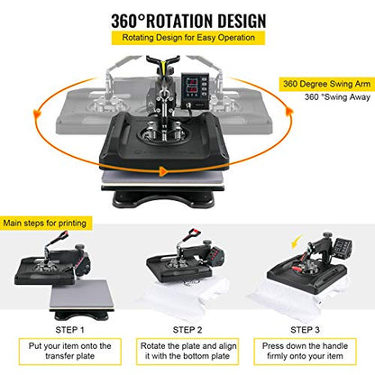 Open box Xямдxан байгаа!!! VEVOR Heat Press Machine, 15x15in 8in1 Heat Press, 800W Sublimation Machine, 360° Rotation