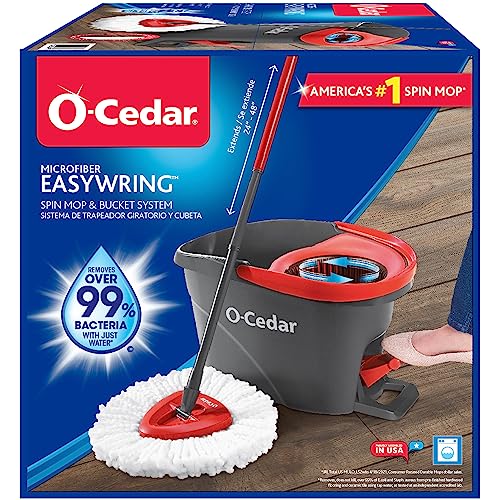 NEW Microfiber Spin Mop, Bucket Floor Cleaning System fashion - Red/Gray